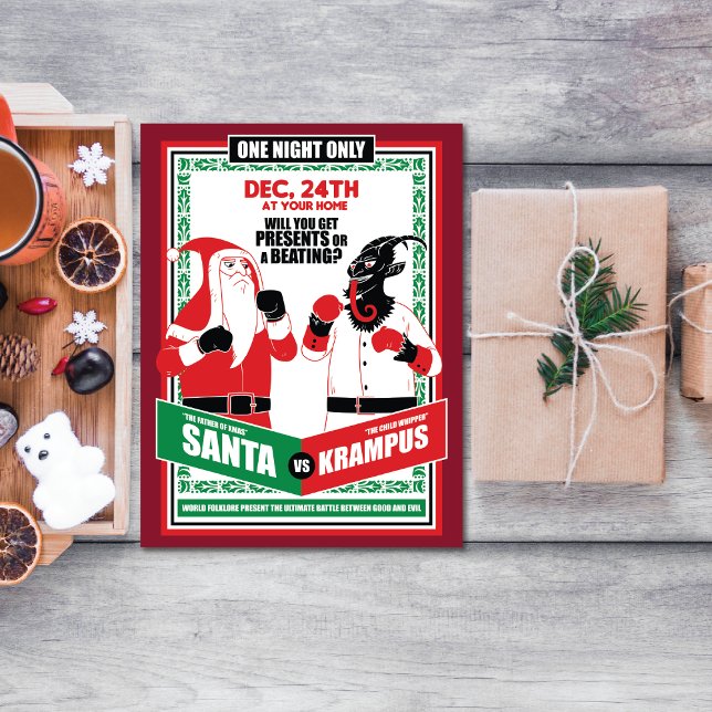 Der Weihnachtsmann gegen Krampus Boxing passt gut  Magnetkarte (Von Creator hochgeladen)
