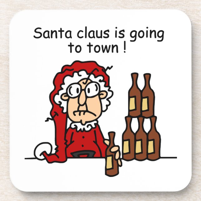Der Weihnachtsmann geht in die Stadt Getränkeuntersetzer (Vorderseite)