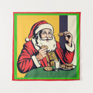 Der Weihnachtsmann genießt einen Snack Wandteppich
