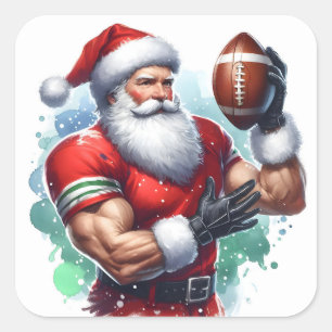 Der Weihnachtsmann genießt Fußball in festlicher U Quadratischer Aufkleber