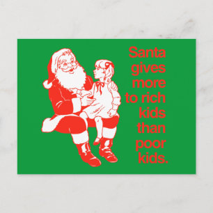 Der Weihnachtsmann gibt den reichen Kindern mehr Feiertagspostkarte