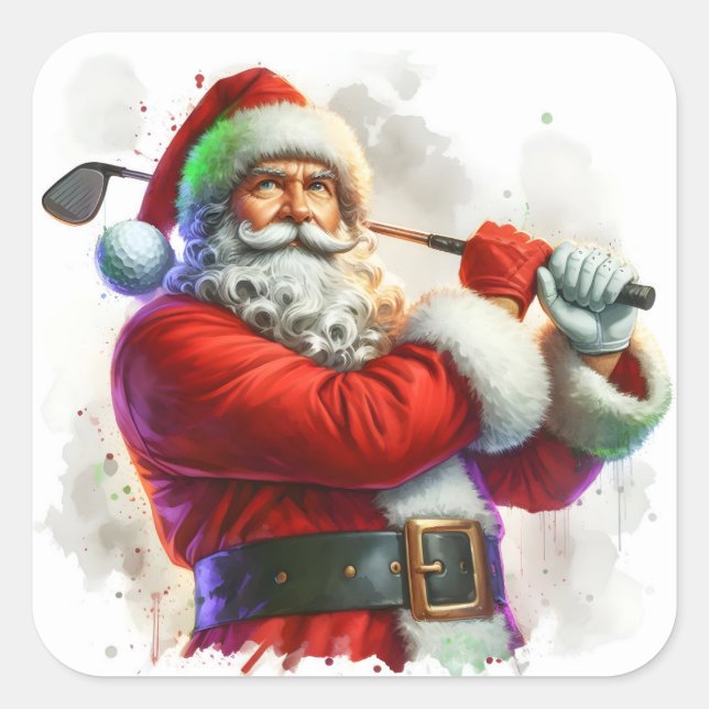 Der Weihnachtsmann Golf im Tessin Quadratischer Aufkleber (Vorderseite)