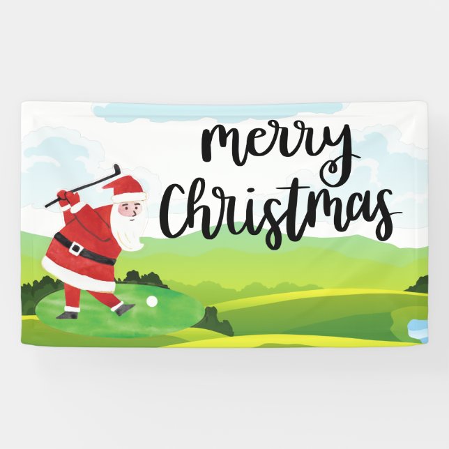 Der Weihnachtsmann golft an Weihnachten Banner (Horizontal)