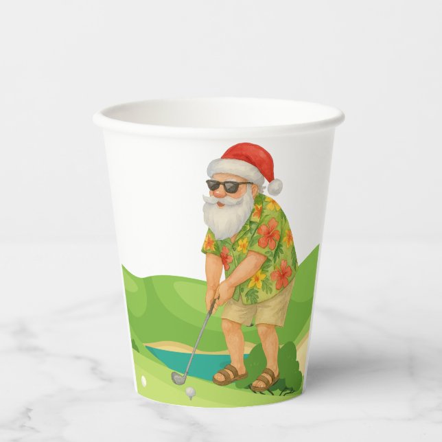 Der Weihnachtsmann golft Weihnachten im Juli Pappbecher (Vorderseite)