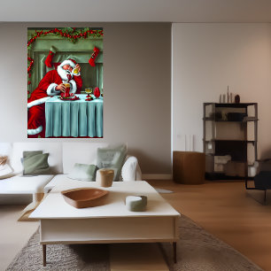 Der Weihnachtsmann Got zu viel zu trinken   AI Art Poster