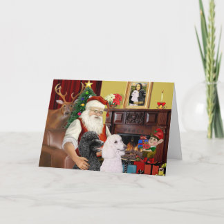 Der Weihnachtsmann hat 2 Standardpoodles Feiertagskarte