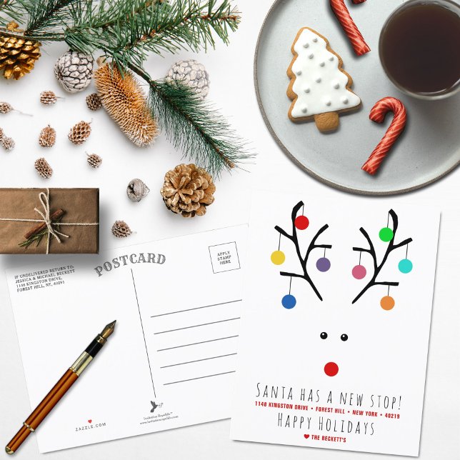 Der Weihnachtsmann hat einen neuen Halt! Moderner  Ankündigungspostkarte (Von Creator hochgeladen)