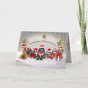 Der Weihnachtsmann hilft einer fröhlichen Weihnach Feiertagskarte