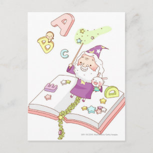 Der Weihnachtsmann im Buch Feiertagspostkarte