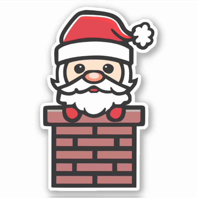 Der Weihnachtsmann im Cartoon des Schornsteins Aufkleber (Vorderseite)