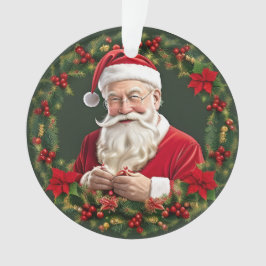 Der Weihnachtsmann im festlichen Kranz Ornament