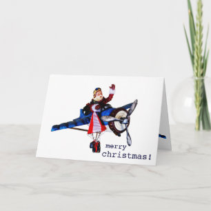 Der Weihnachtsmann im Flugzeug Feiertagskarte