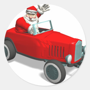 Der Weihnachtsmann im Frisierte Auto Runder Aufkleber