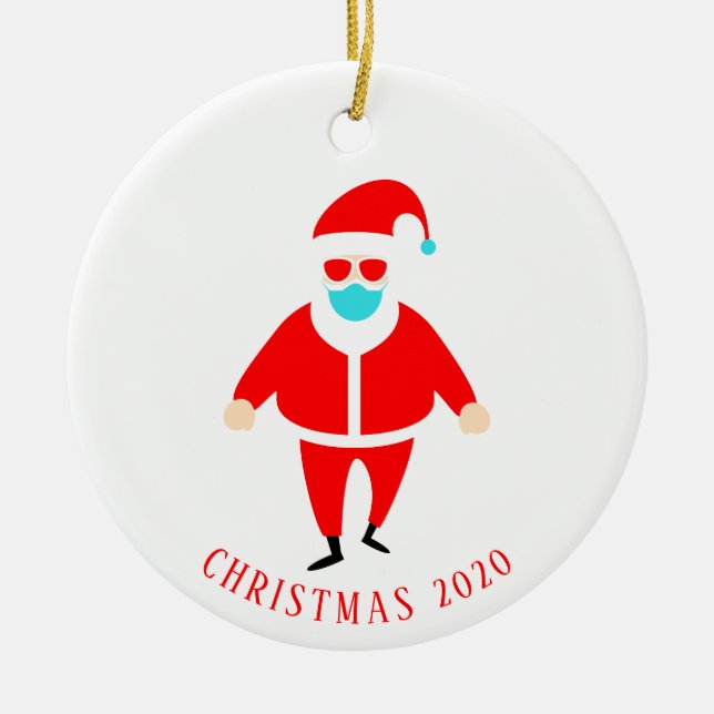 Der Weihnachtsmann im Gesicht Maske Personalisiert Keramik Ornament (Vorne)