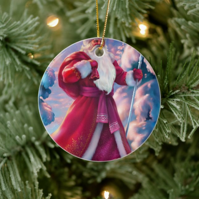 Der Weihnachtsmann im Wald Keramik Ornament (Baum)