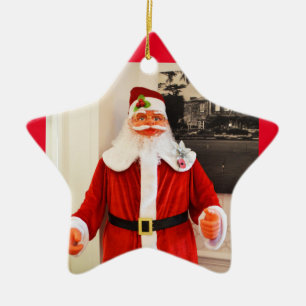 Der Weihnachtsmann in einem Stern Keramik Ornament