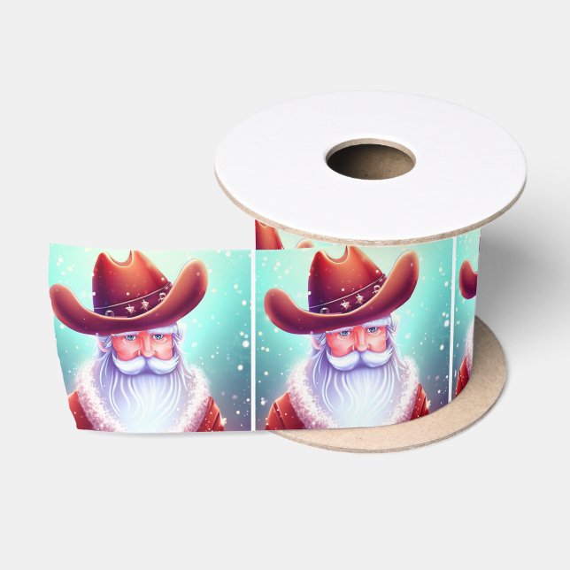 Der Weihnachtsmann in einem Western hat Weihnachte Satinband (Spule)