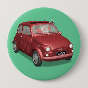 Der Weihnachtsmann in Fiat 500 Button