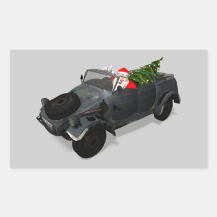 Der Weihnachtsmann in Kuebelwagen Rechteckiger Aufkleber