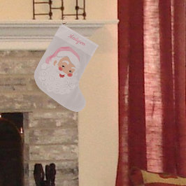 Der Weihnachtsmann in Pink Hat Vintag Großer Weihnachtsstrumpf