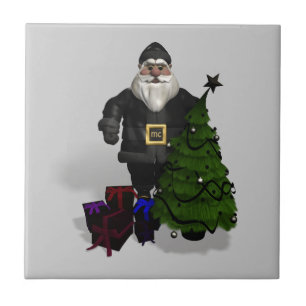 Der Weihnachtsmann in schwarzem Leder Fliese