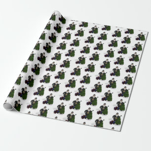 Der Weihnachtsmann in schwarzem Lederkleid Geschenkpapier