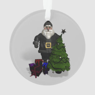 Der Weihnachtsmann in schwarzem Lederkleid Ornament