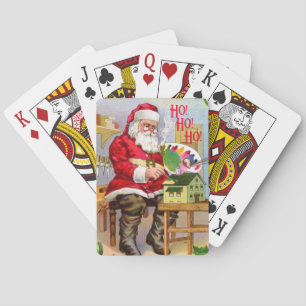 Der Weihnachtsmann in seiner Werkstatt Spielkarten