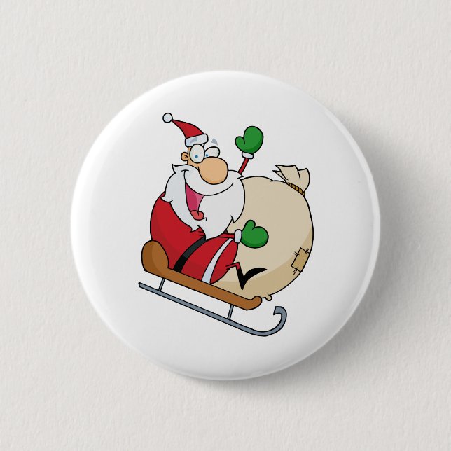 Der Weihnachtsmann in Sleigh Button (Vorderseite)