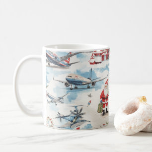 Der Weihnachtsmann ist am Flughafen Kaffeetasse
