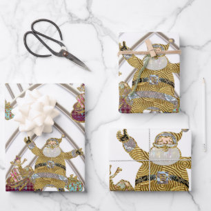 Der Weihnachtsmann ist auf dem Weg 3 Weihnachten Geschenkpapier Set