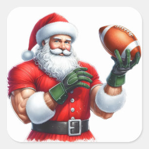 Der Weihnachtsmann ist bereit, Fußball im Stil zu  Quadratischer Aufkleber