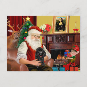 Der Weihnachtsmann ist ein schwarzes Spielzeug. Pu Feiertagspostkarte