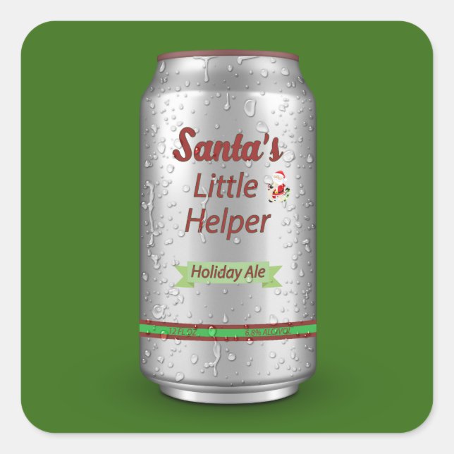 Der Weihnachtsmann kann ein kleines Helferbier Quadratischer Aufkleber (Vorderseite)
