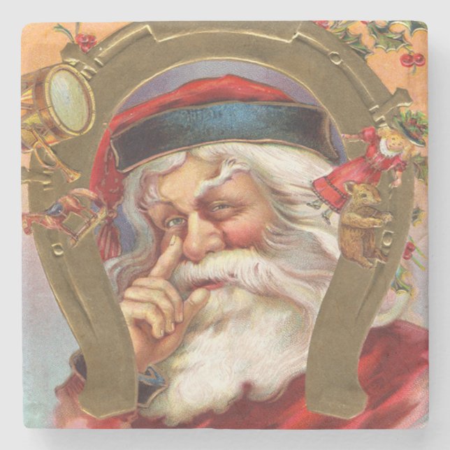 Der Weihnachtsmann kennt Weihnachten Steinuntersetzer (Vorderseite)