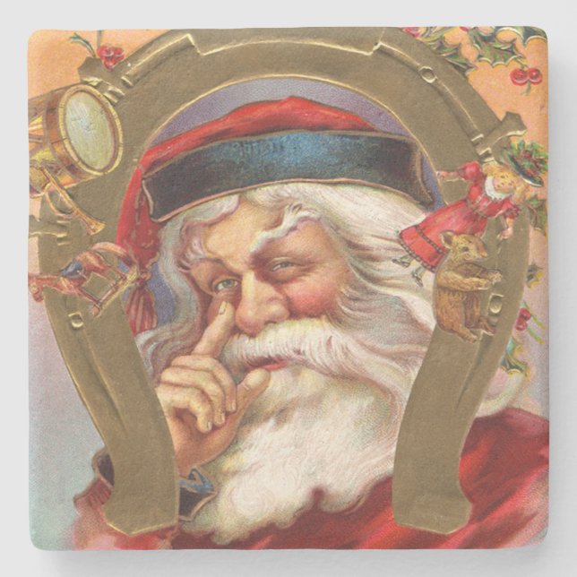 Der Weihnachtsmann kennt Weihnachten Steinuntersetzer (Vorderseite)