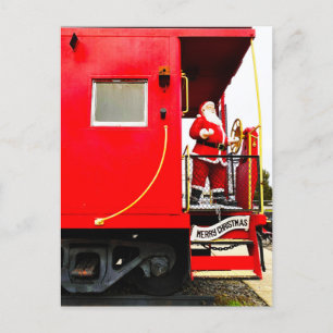 Der Weihnachtsmann kommt auf dem Zug Postkarte