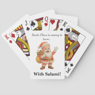 Der Weihnachtsmann kommt in die Stadt.. Mit Salami Spielkarten