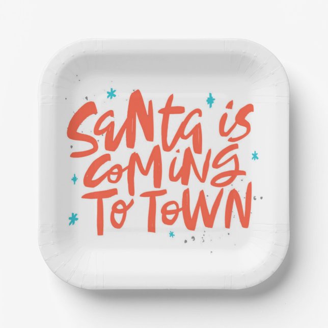 Der Weihnachtsmann kommt in die Stadtplanung Pappteller (Vorderseite)