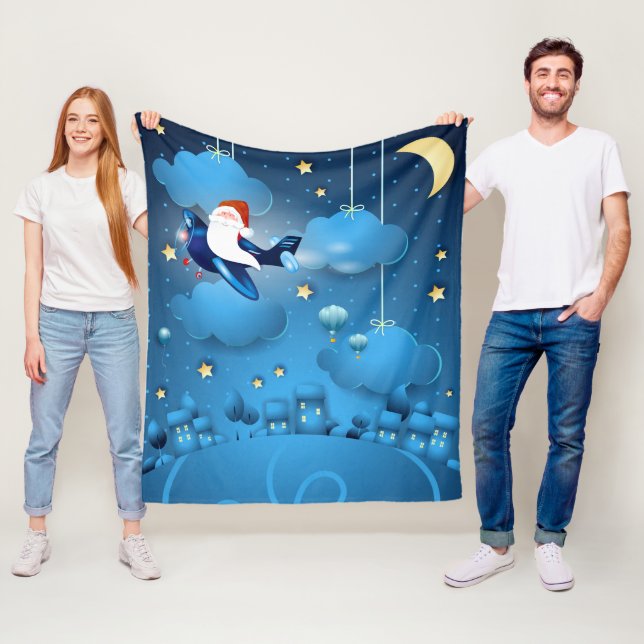 Der Weihnachtsmann kommt in die Tasche Fleecedecke (Beispiel)