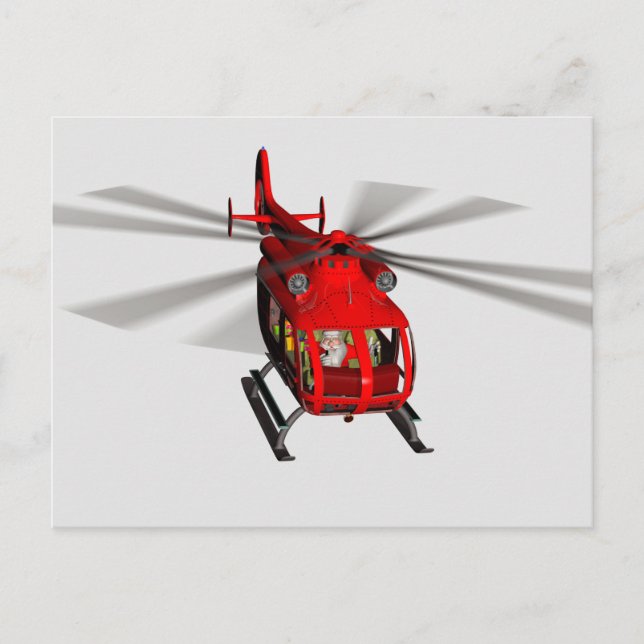 Der Weihnachtsmann kommt in einem Heli Postkarte (Vorderseite)