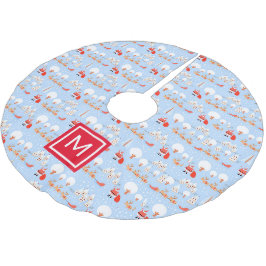 Der Weihnachtsmann kommt mit der Rentier Monogram Polyester Weihnachtsbaumdecke