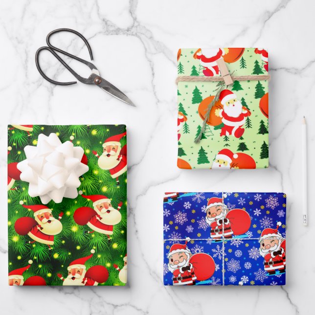 Der Weihnachtsmann kommt mit einer riesigen Tasche Geschenkpapier Set (Vorderseite)