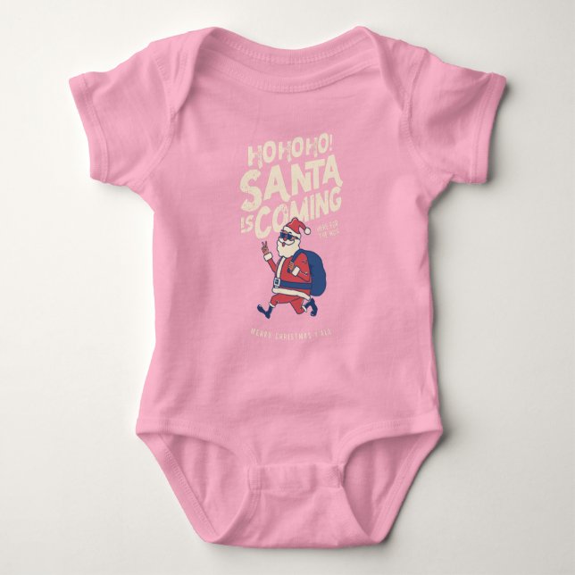 Der Weihnachtsmann kommt zu Weihnachten des Ho Baby Strampler (Vorderseite)