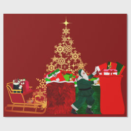 Der Weihnachtsmann kommt zum Roten Umschlagpapier  Geschenkpapier