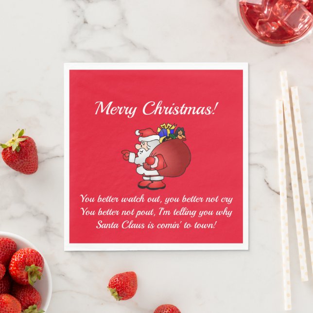 Der Weihnachtsmann kommt zum Städtepapier Napkins  Serviette (Beispiel)
