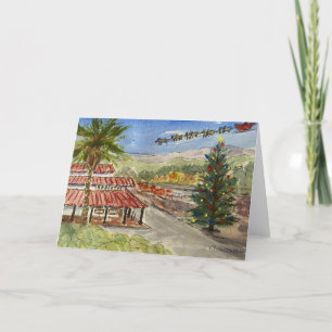Der Weihnachtsmann kommt zur Woodside-Urlaubskarte Dankeskarte