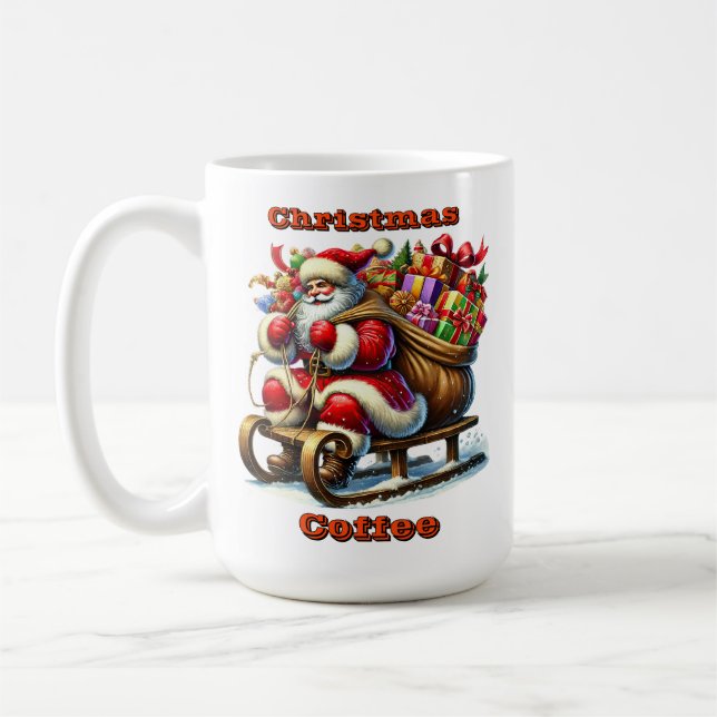 Der Weihnachtsmann liefert Geschenke für einen Sno Kaffeetasse (Links)