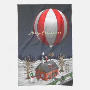 Der Weihnachtsmann liefert Weihnachtsgeschenke Geschirrtuch