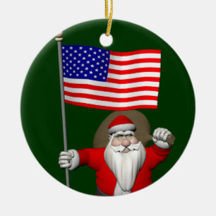 Der Weihnachtsmann mit Abtritt der USA Keramik Ornament
